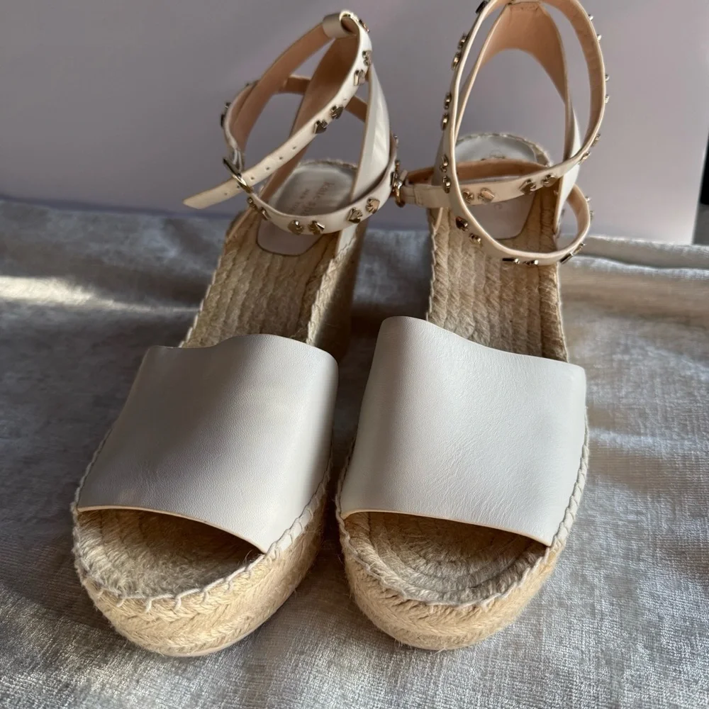 Kate Spade Cream Espadrille Shoes with Suede Finish (9.5)